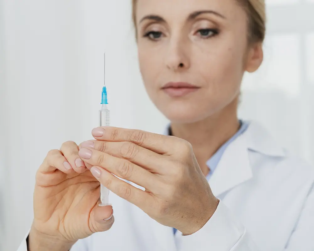 Acide-hyaluronique-geneve-Docteur préparant une seringue
